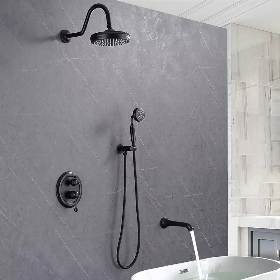 Composition mitigeur bain douche encastrée murale noire mat Ø25cm, Madrid - category_name - HDEC100212 - shop_name