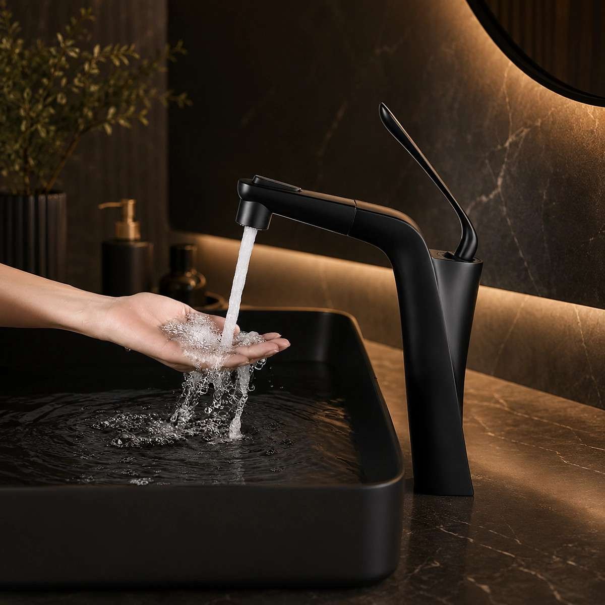 Mitigeur lavabo noir Spanish | Douchette extractible