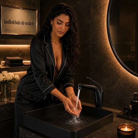 Mitigeur lavabo noir Spanish | Douchette extractible