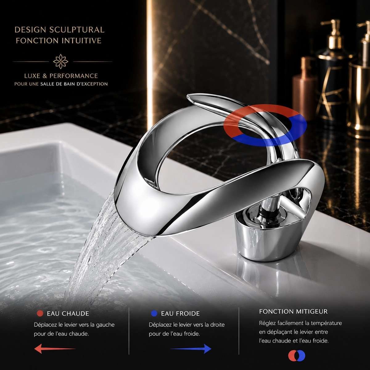 Mitigeur lavabo Line chrome | Design moderne et élégant