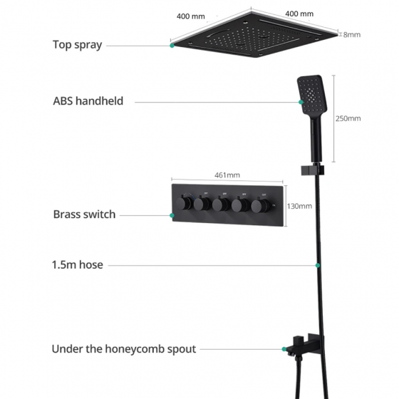 Ciel de pluie connecté led thermostatique noire , Bamako - category_name - CDP540021HM29 - shop_name
