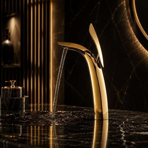 Mitigeur lavabo surélevé Kopt doré | Robinet haut de gamme