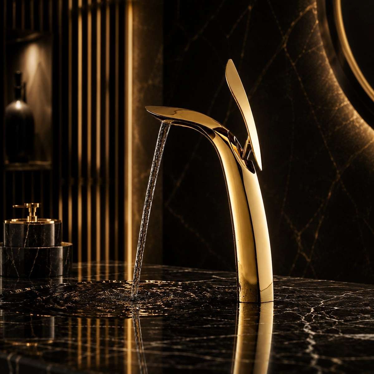 Mitigeur lavabo surélevé Kopt doré | Robinet haut de gamme