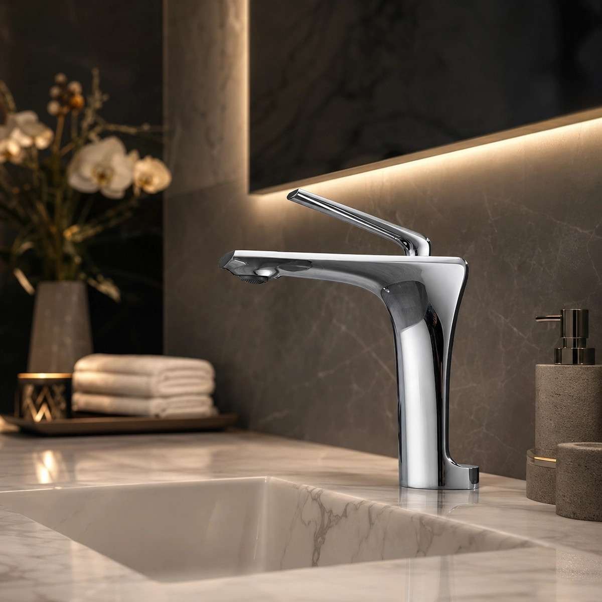 Mitigeur lavabo Cyrius chrome inox | Design moderne