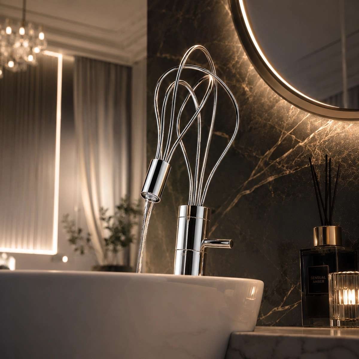 Mitigeur lavabo LED Naiso chrome inox | Indicateur eau