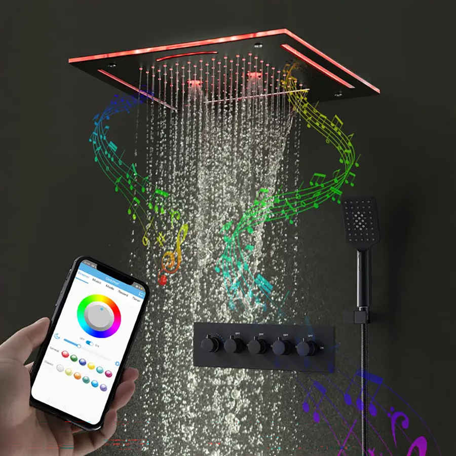 Ciel de pluie connecté led thermostatique noire , Bamako - category_name - CDP540021HM29 - shop_name