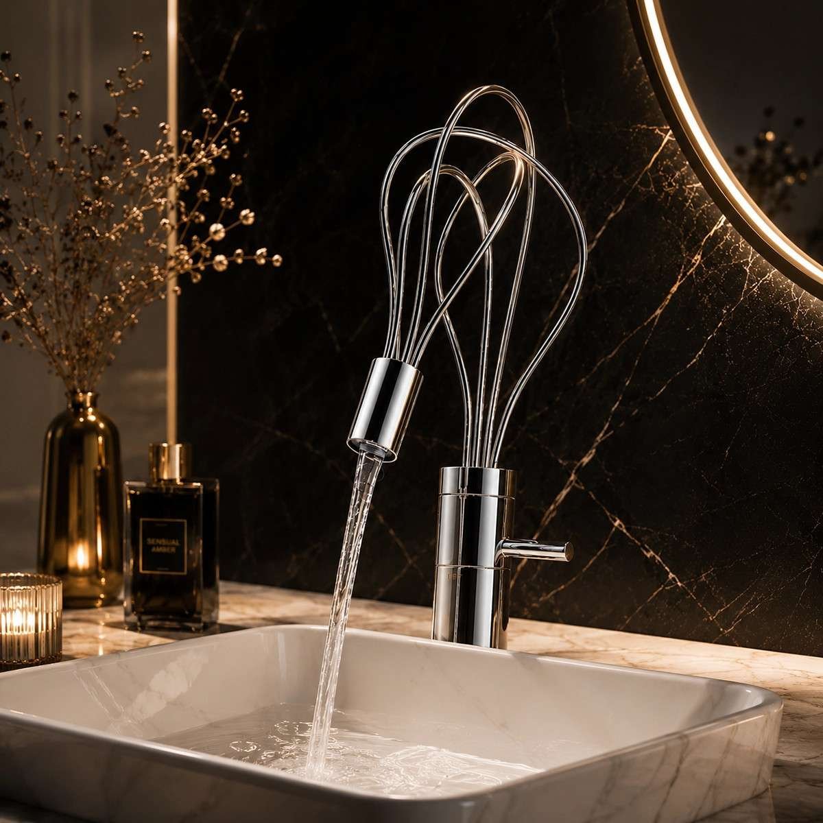 Mitigeur lavabo LED Naiso chrome inox | Indicateur eau