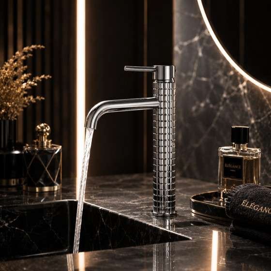 Mitigeur lavabo vasque chrome en laiton – Design moderne