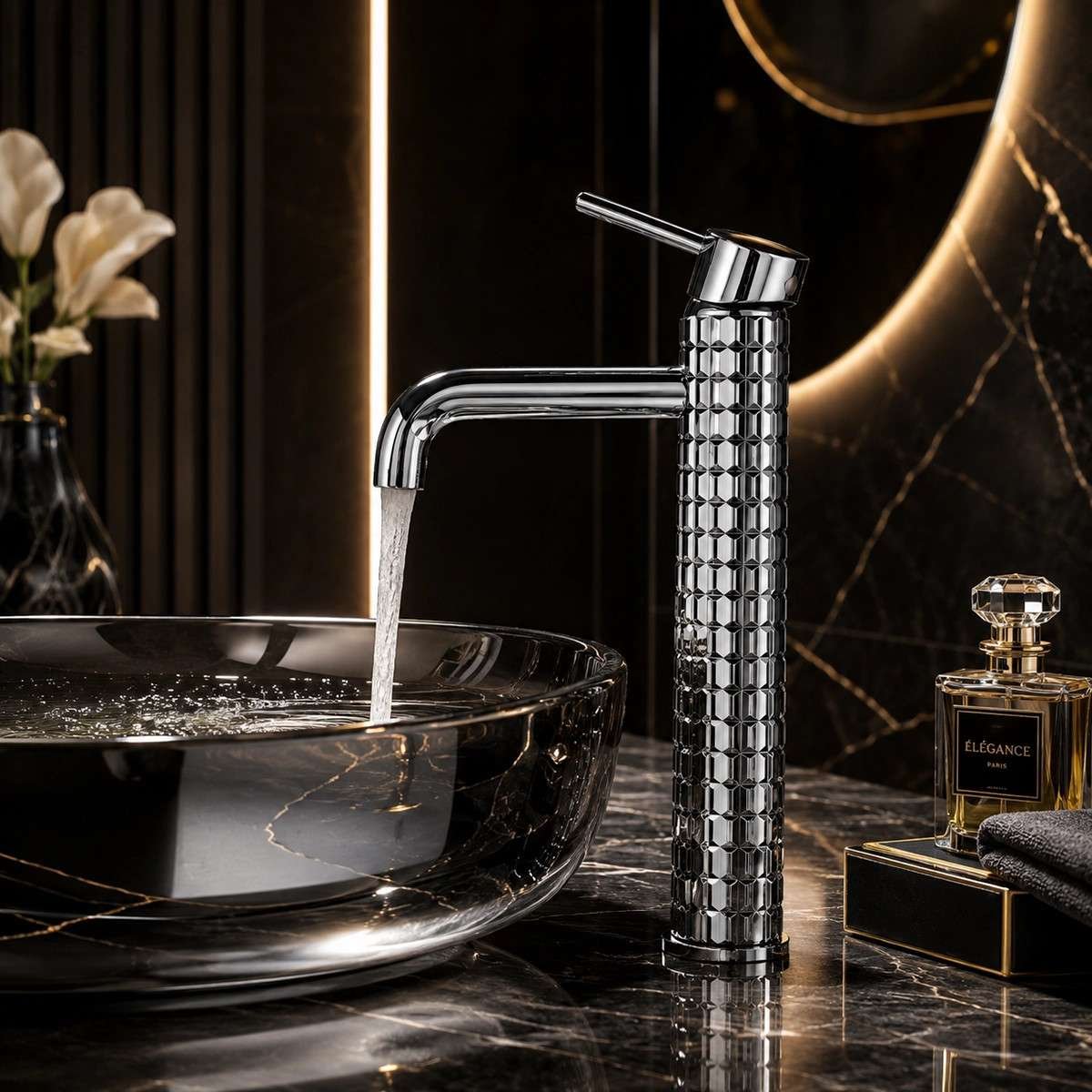 Mitigeur lavabo vasque chrome en laiton – Design moderne