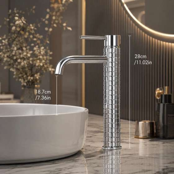 Mitigeur lavabo vasque chrome en laiton – Design moderne