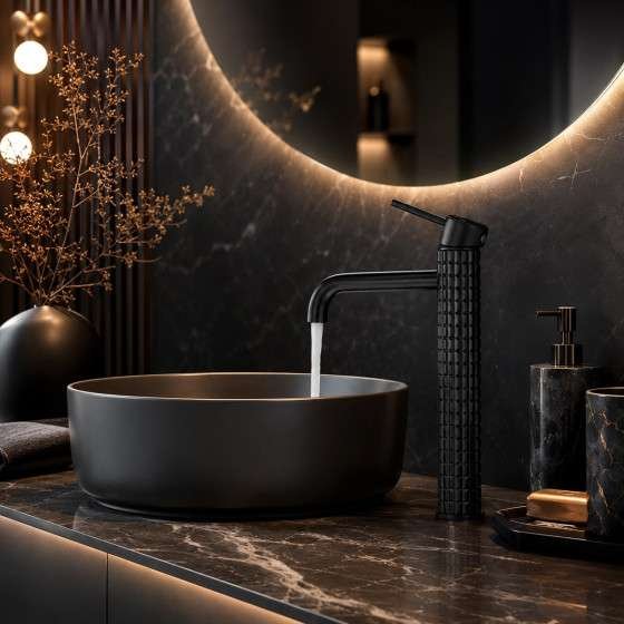 Mitigeur lavabo vasque noir mat en laiton – Design moderne