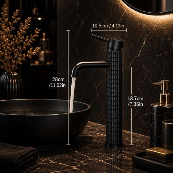 Mitigeur lavabo vasque noir mat en laiton – Design moderne