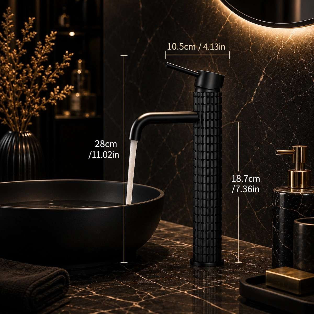 Mitigeur lavabo vasque noir mat en laiton – Design moderne