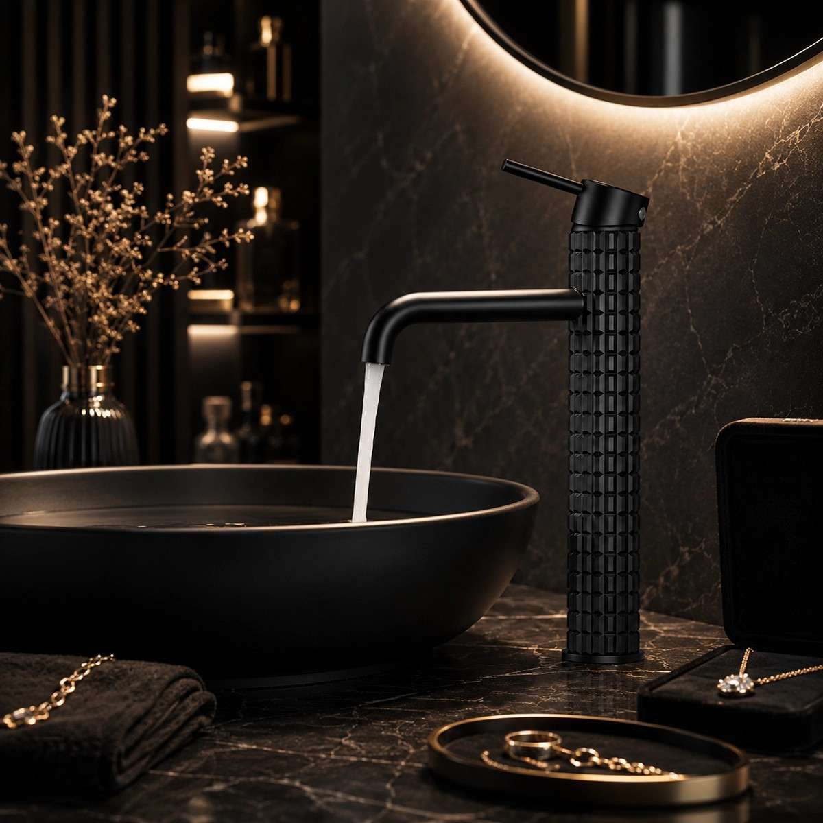 Mitigeur lavabo vasque noir mat en laiton – Design moderne