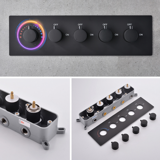 Ciel de pluie connecté led thermostatique noire , Bamako - category_name - CDP540021HM29 - shop_name