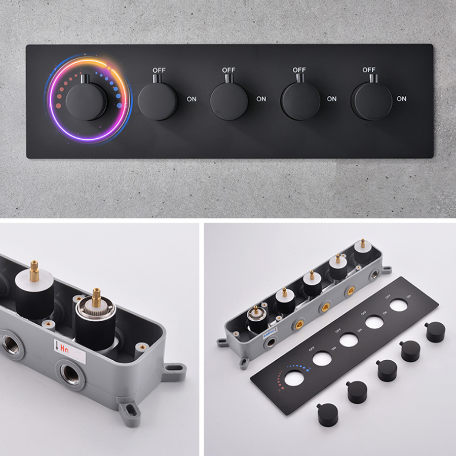 Ciel de pluie connecté led thermostatique noire , Bamako - category_name - CDP540021HM29 - shop_name