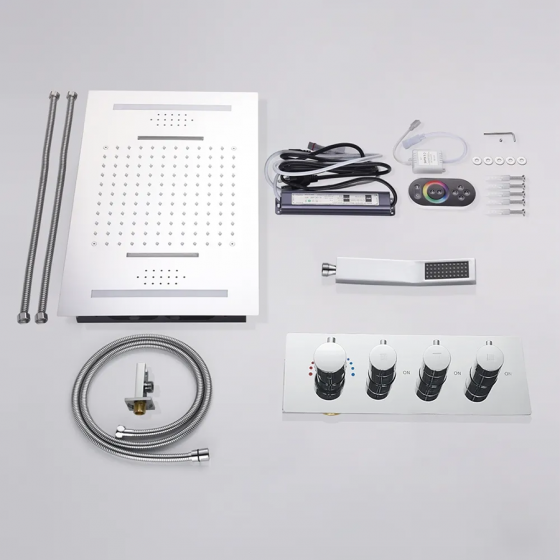 Ciel de pluie connecté led chrome, Bangui - category_name - EUGE 2100198 - shop_name