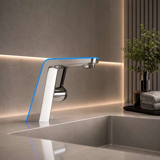Mitigeur lavabo LED chrome vasque | Indicateur température