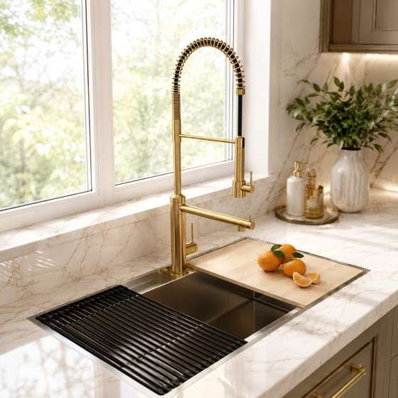 Mitigeur cuisine semi-pro bisso doré | Design haut de gamme