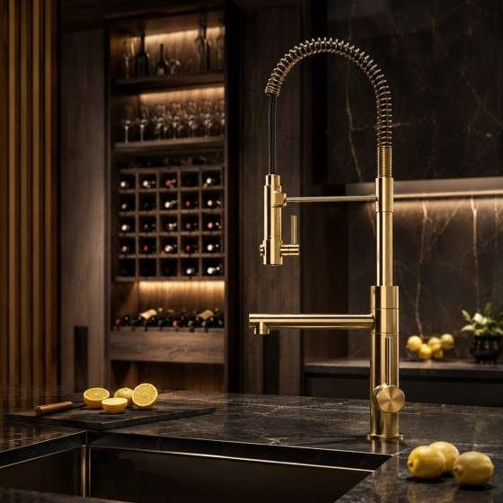 Mitigeur cuisine semi-pro bisso doré | Design haut de gamme