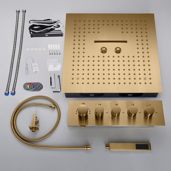 Ciel de pluie connecté led doré brossé, Caracas - category_name - EUGE597101 - shop_name