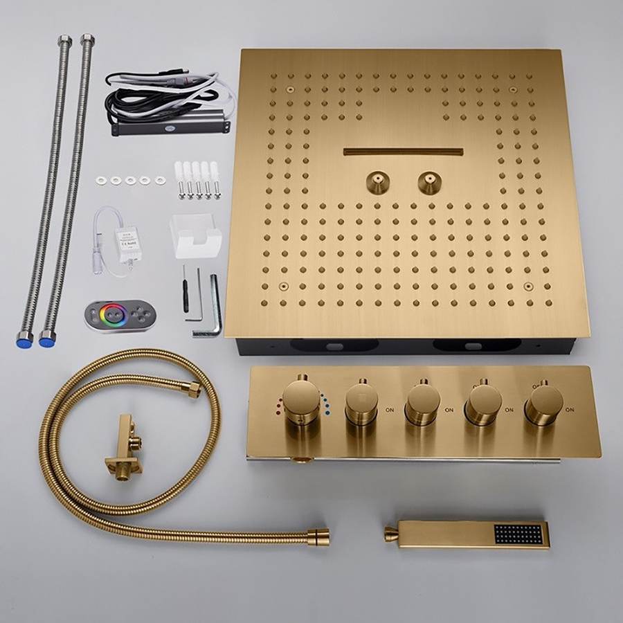 Ciel de pluie connecté led doré brossé, Caracas - category_name - EUGE597101 - shop_name