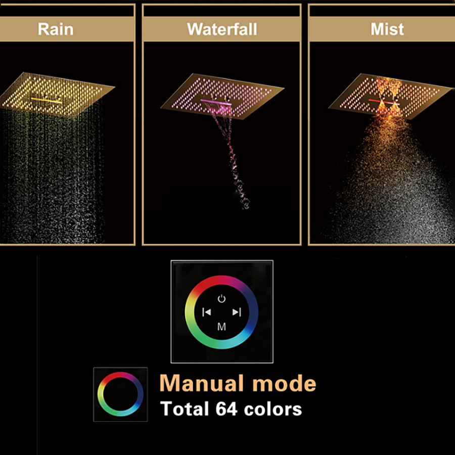 Ciel de pluie connecté led doré brossé, Caracas - category_name - EUGE597101 - shop_name