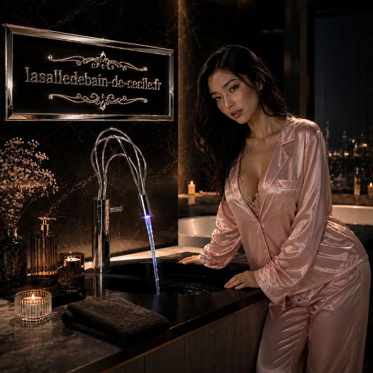 Mitigeur lavabo LED Naiso chrome inox | Indicateur eau