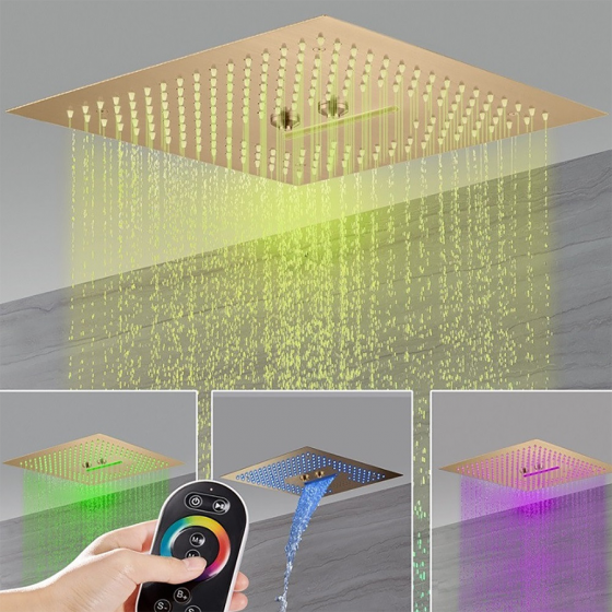 Ciel de pluie connecté led doré brossé, Caracas - category_name - EUGE597101 - shop_name
