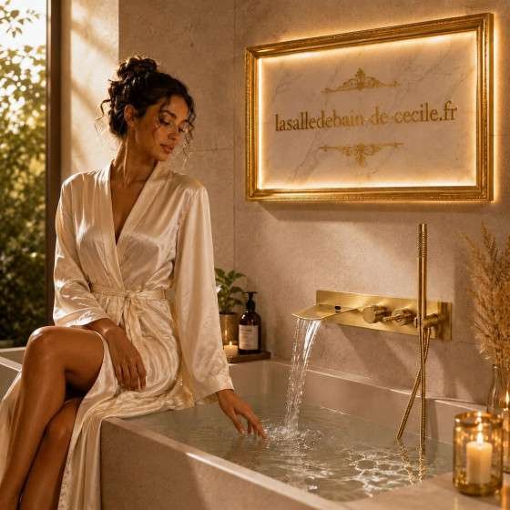 Mitigeur de bain mural Lya doré brossé – Cascade