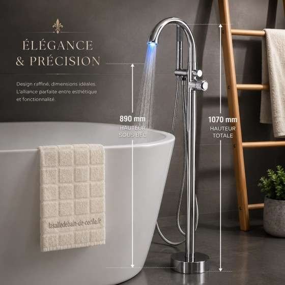 Mitigeur baignoire au sol LED Alost chrome | Design