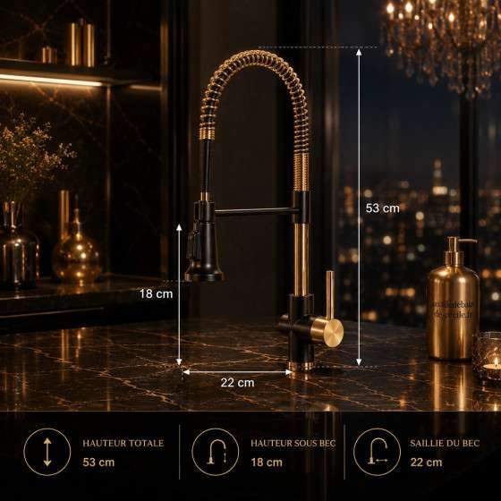 Mitigeur évier cuisine Lorks noir | Douchette extractible