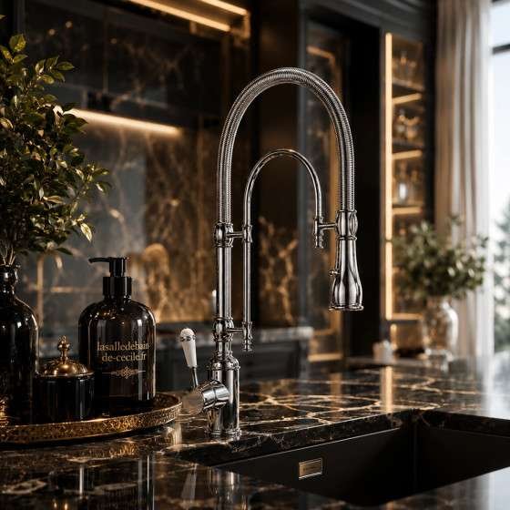 Mitigeur évier cuisine rétro Swin chrome | Douchette