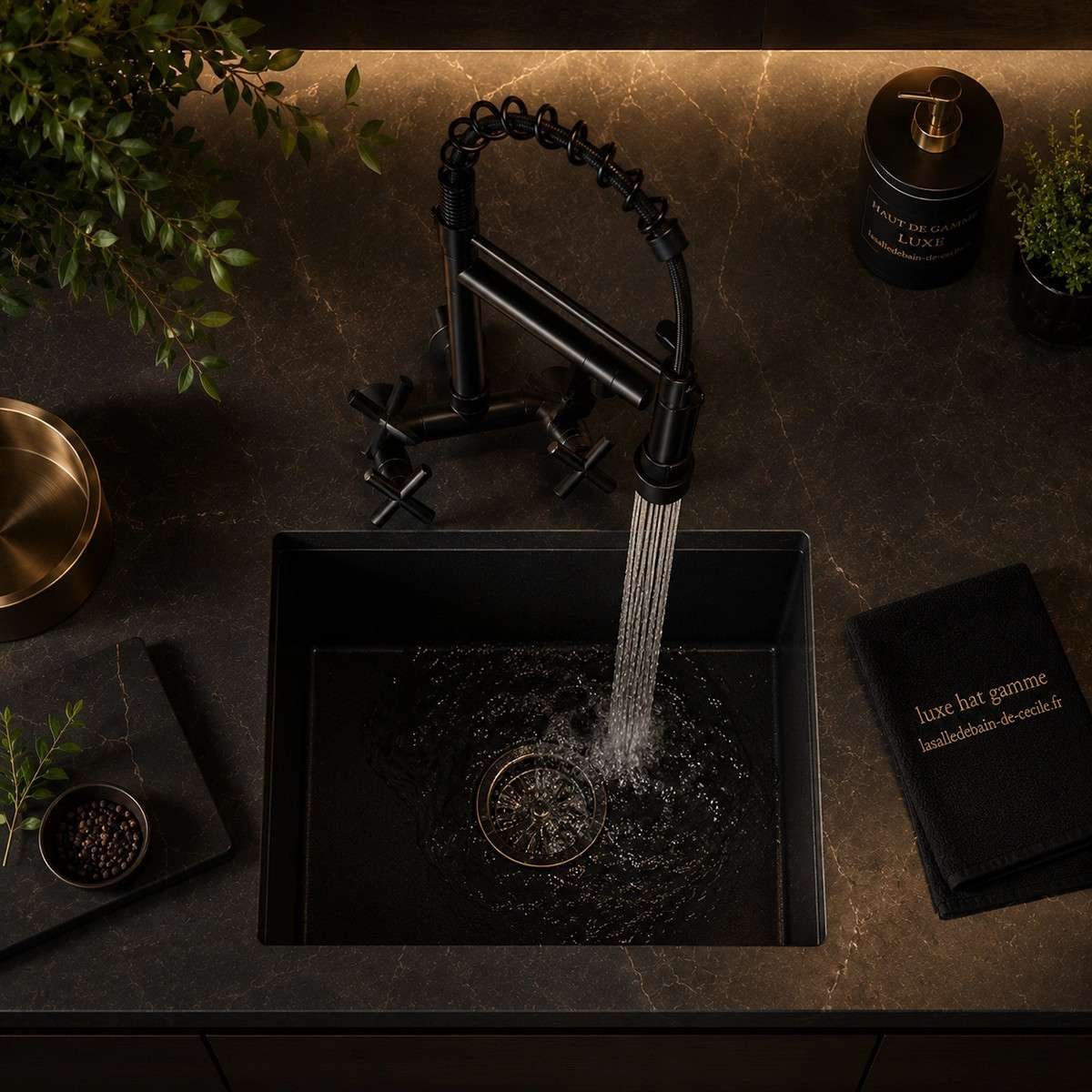 Mélangeur évier cuisine mural Gazoli – Noir design