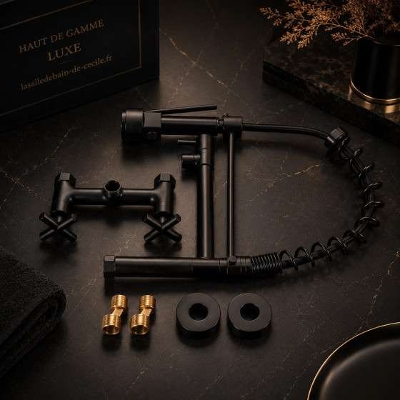 Mélangeur évier cuisine mural Gazoli – Noir design