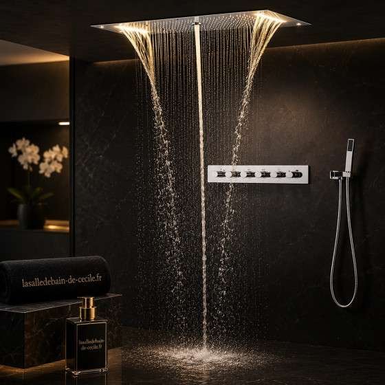 Ciel de pluie LED thermostatique Topale – Chrome spa