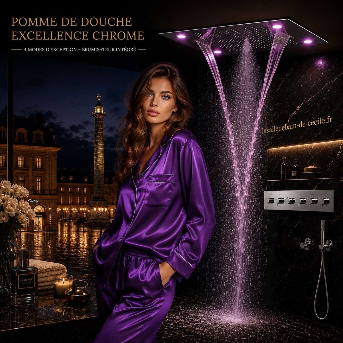 Ciel de pluie LED thermostatique Tiro – 800×600 mm