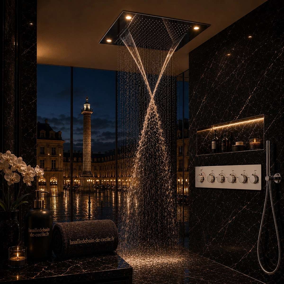 Ciel de pluie LED thermostatique Tiro – 800×600 mm