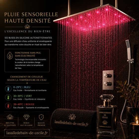 Ciel de pluie XXL LED Marbelle – Thermostatique chrome