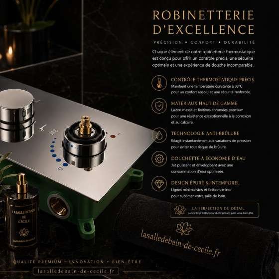 Ciel de pluie XXL LED Marbelle – Thermostatique chrome