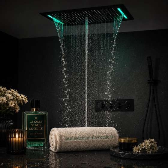 Ciel de pluie LED thermostatique Monza – Noir luxe