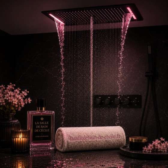 Ciel de pluie LED thermostatique Monza – Noir luxe