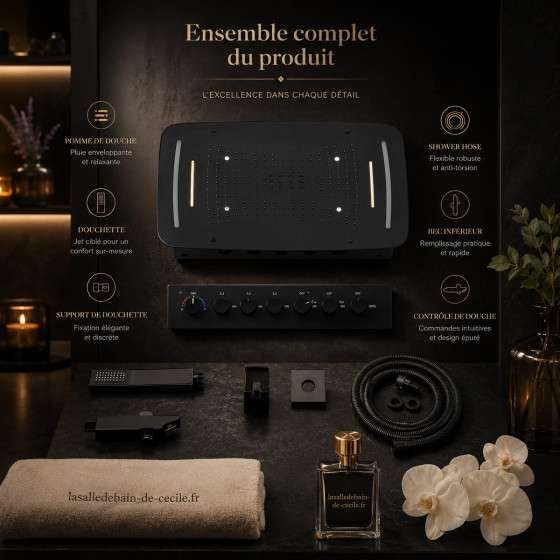 Composition de douche Olbia – LED noir luxe spa