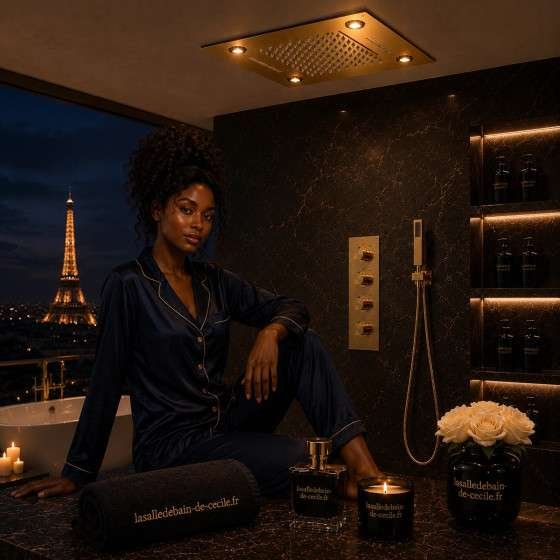 Ciel de pluie LED thermostatique Brescia – Doré luxe