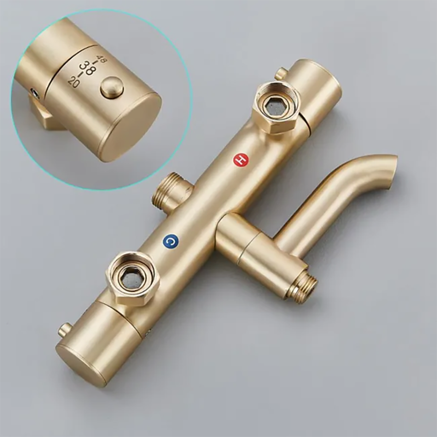 Colonne bain douche thermostatique dorée brossée Ø25 cm , Ebar - category_name - CDD2550121 - shop_name