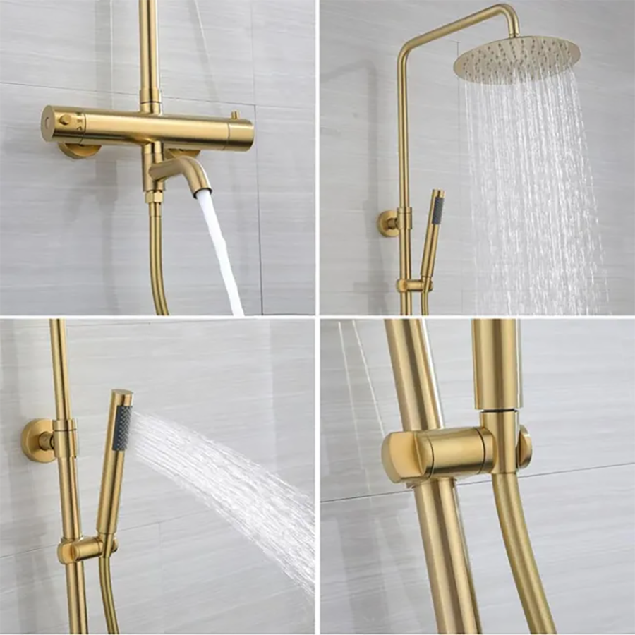 Colonne bain douche thermostatique dorée brossée Ø25 cm , Ebar - category_name - CDD2550121 - shop_name