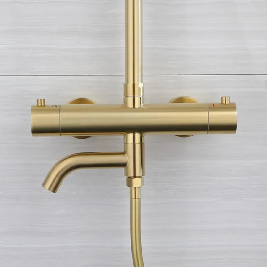 Colonne bain douche thermostatique dorée brossée Ø25 cm , Ebar - category_name - CDD2550121 - shop_name