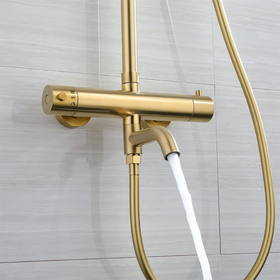 Colonne bain douche thermostatique dorée brossée Ø25 cm , Ebar - category_name - CDD2550121 - shop_name