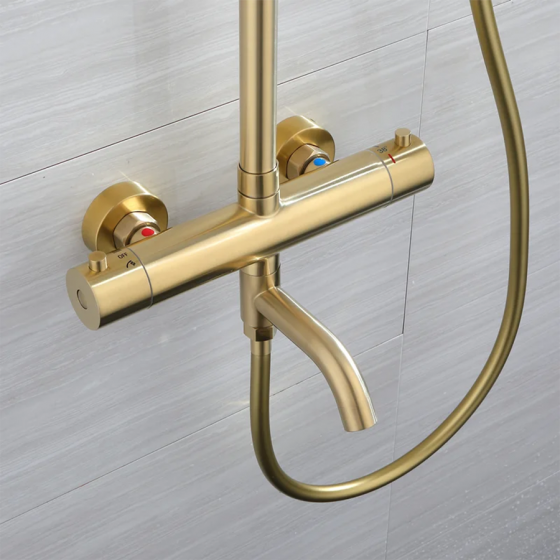 Colonne bain douche thermostatique dorée brossée Ø25 cm , Ebar - category_name - CDD2550121 - shop_name