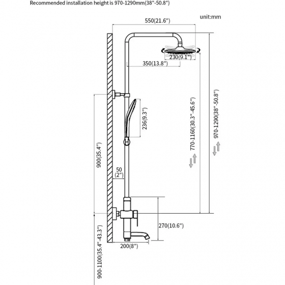 Colonne bain douche murale noire Ø25cm , Choupo - category_name - CBD1002501 - shop_name